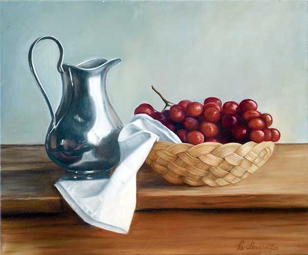 Bodegón con uvas. 50x60. Oleo	